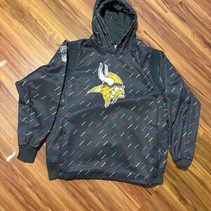 NFL Minnesota Vikings Black Pullover Crewneck Hoodie with Multicolor Accents